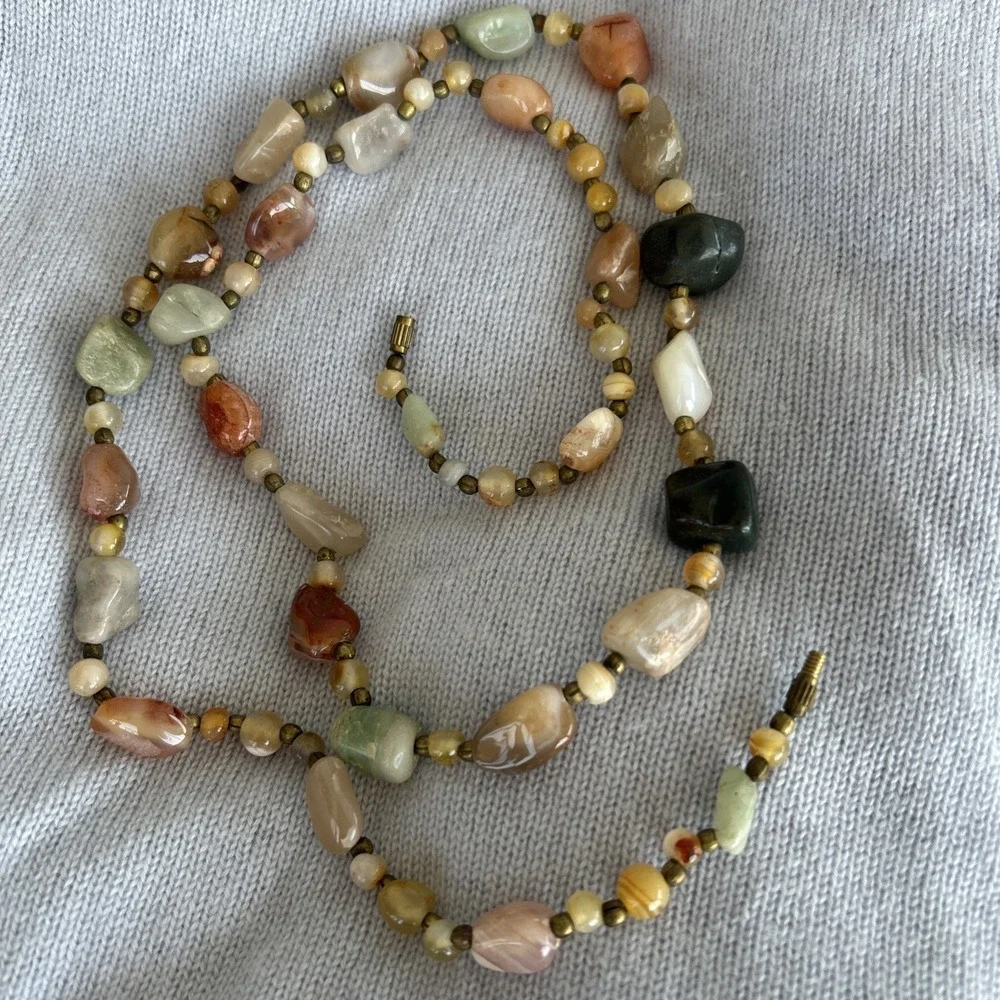 Vintage Tumbled Agate Necklace 30